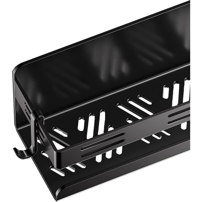 Melairy Shower Shelf No Drilling Bathroom Storage & Organization Shower Basket, Stainless Steel Bathroom Shelves with Two Hooks for Bathrooms and Kitchens