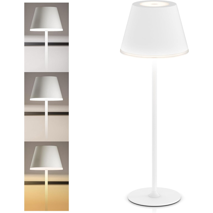 Світлодіодний акумуляторний настільний світильник Brandson з димером (3 в наборі) - білий. Бездротовий, сенсорний, з регулюванням яскравості (теплий/нейтральний/холодний білий). Металевий світильник для столу, нічника, читання, в приміщенні/на вулиці.