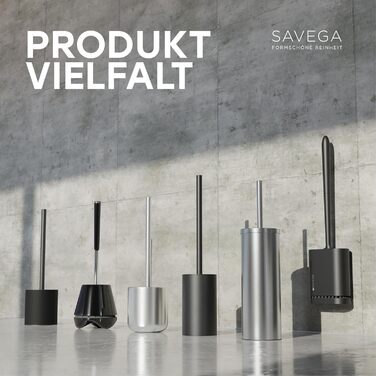 Тойлетний щітка SAVEGA з силікону та нержавіючої сталі - антибактеріальна, з тримачем, сірий колір