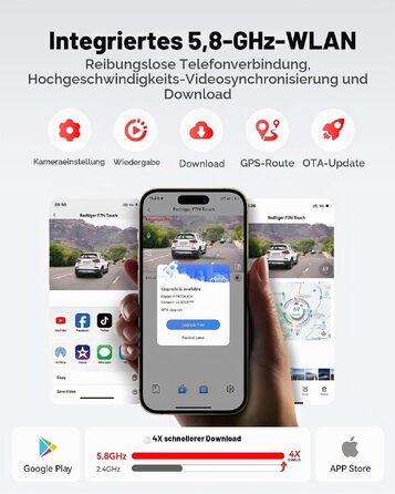 Автомобільний відеореєстратор REDTIGER 4K STARVIS 2 з передньою та задньою камерами, CPL-фільтром, 3.18