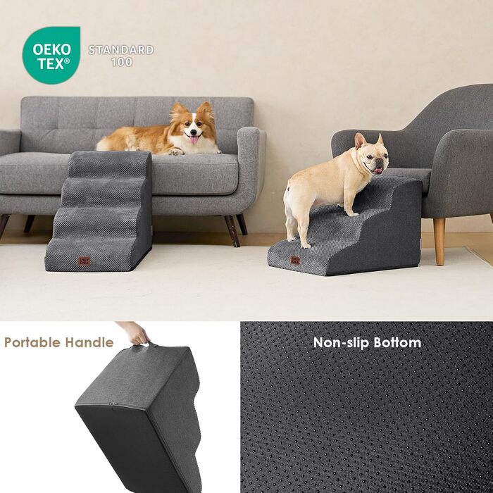 Сходинки для собак EHEYCIGA: компактні та зручні для маленьких собак, 40 см заввишки, сірі