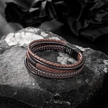 Чоловічий шкіряний браслет Speroto Premium (23 см, коричневий) з магнітною застібкою з нержавіючої сталі - ідеальний подарунок для чоловіків