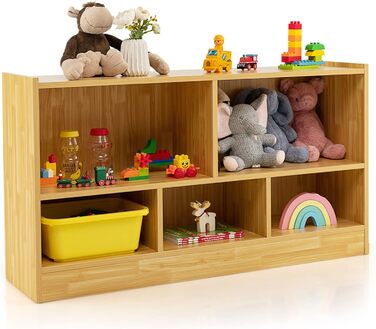 DREAMADE Kids Bookshelf, Toy Storage Bookshelf for Children, Toy Shelf for Children's Room, Playroom and Kindergarten, 111 x 30 x 61.5 cm (Light Natural)