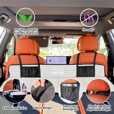 Автоматизована повітряна матрац для авто SUV на 2 особи, для кемпінгу та подорожей, самонадувна, з насосом та подушками, 183*13*7 см, чорний/сірий