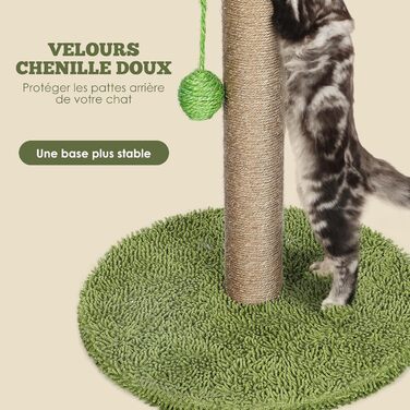 Kratzbaum, 31.5 inches (80cm) High Scratching Post, Cat Tree, Scratching Trunk for Medium and Small Cats, Natural Sisal Scratching Post with Interactive Plush Ball, Beige (Round Palm Style Scratching Trunk)