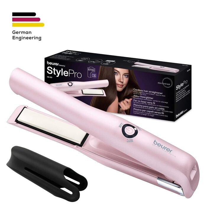 Випрямляч для волосся Beurer HS 20 Akku з USB-зарядкою, рожевий, для подорожей, 3 температурні режими, швидкий нагрів