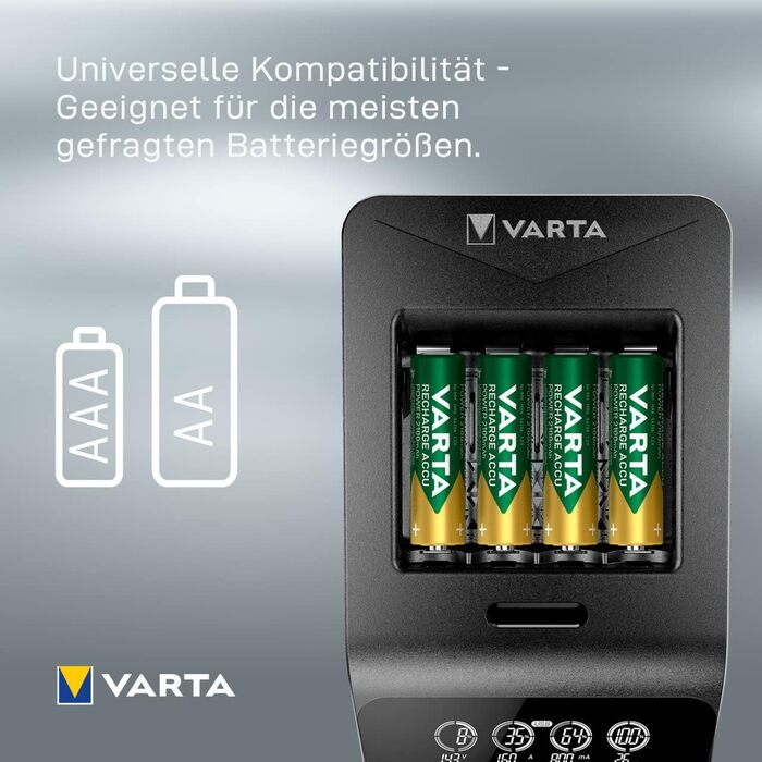 Зарядний пристрій VARTA для акумуляторів AA/AAA (LCD Smart Charger+, Single)