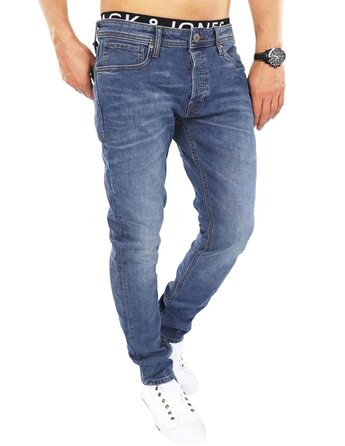 Джинси чоловічі JACK & JONES Tim Original Agi 010 Slim Straight Used Look, бавовна з еластаном, синій денім 32W/32L