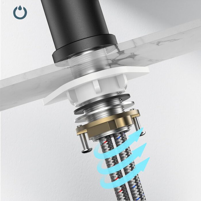 Змішувач кухонний FORIOUS, поворотний 360°, L-подібний, для 1 отвору, матовий чорний