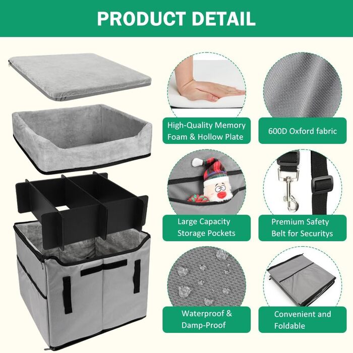 Автокрісло для собак маленьких порід, переноска-бустер для собак до 11,3 кг (сірий)