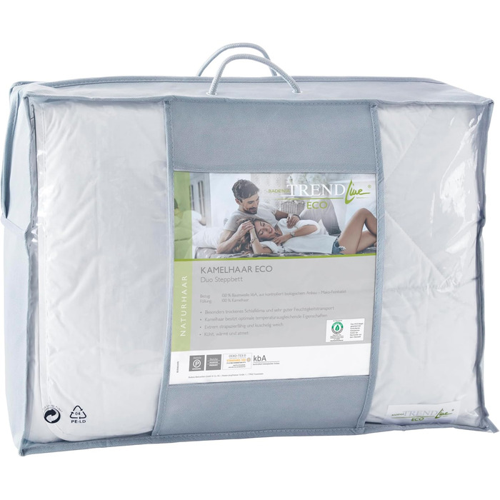 Badenia Trendline Eco Down Alternative Comforter Camel Duo 135 x 200 cm, white, Öko-Tex Certified, produced according to German quality standard 135 x 200 Duo Winter Blanket