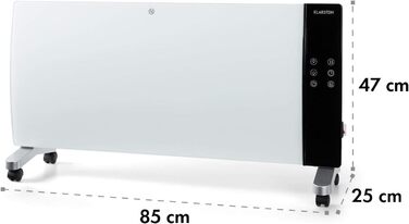 Конвектор Klarstein Lindholm з LED-дисплеєм, керуванням Touch-Panel та пульт дистанційного керування, 1000/2000 Вт, термостат, захист від перегріву, білий