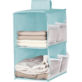 Настінна полиця-органайзер для шафи, 4 відділення, 12 кишень, для спальні, сімейного гардеробу, складана, універсальна, 30 x 22.5 x 80 см (Блакитна, 2 яруси)