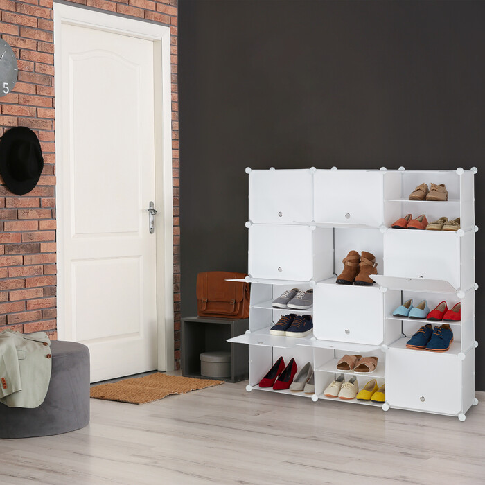 Relaxdays Shoe Cabinet, Plug-in System, 24 Compartments