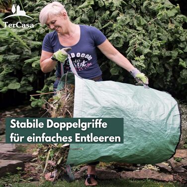TerCasa Garden Sack 4-Pack, Waste Sack 272 L, Garden Waste Sack Height 76 cm, Ø 67 cm, Sack for garden waste made of tear-resistant polypropylene fabric, with reinforcing ring and 4 handles, green