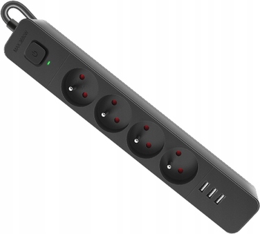 Мережевий фільтр (подовжувач) з 3 USB-портами, вимикачем та захистом від перенапруги, 1.5 м