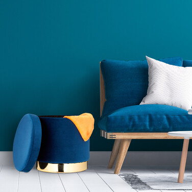 Оксамитовий табурет Relaxdays з місцем для зберігання синій