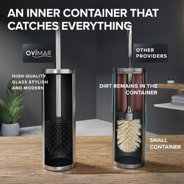 Набір для чищення унітазу Ingoy | Силіконова щітка для унітазу | Чорний | з нержавіючої сталі з кришкою | для ванної кімнати та гостьового туалету | знімний насадка | стильний дизайн