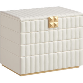 SONGMICS HOME ANAH - Скрінька для прикрас, 4 ящики, з дзеркалом, білий, 17 x 28 x 20,5 см, JBC181W01
