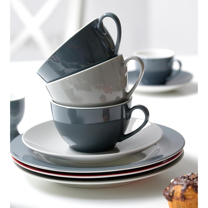 Ritzenhoff & Breker Doppio: 8-частинний порцеляновий сервіс для кави (антрацит)