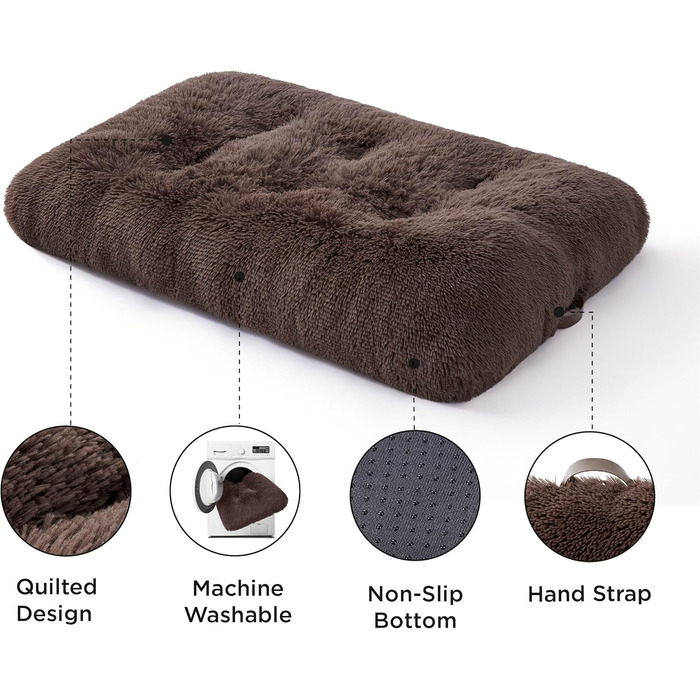 М'яке ліжко для собак BEDSURE великих порід - 104x69x8 см, миється, з антиковзним дном, коричневе