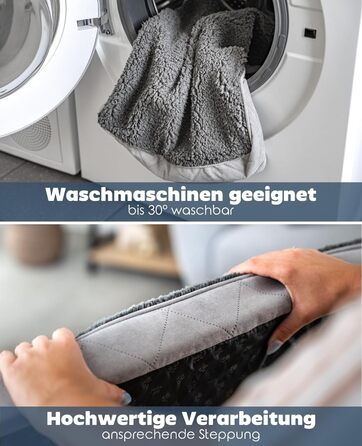 Ортопедичне ліжко для собак Lionto, 60x40x8 см, з м'яким плюшем, знімний та пральний чохол, водовідштовхувальне, для собак та котів, сірого кольору