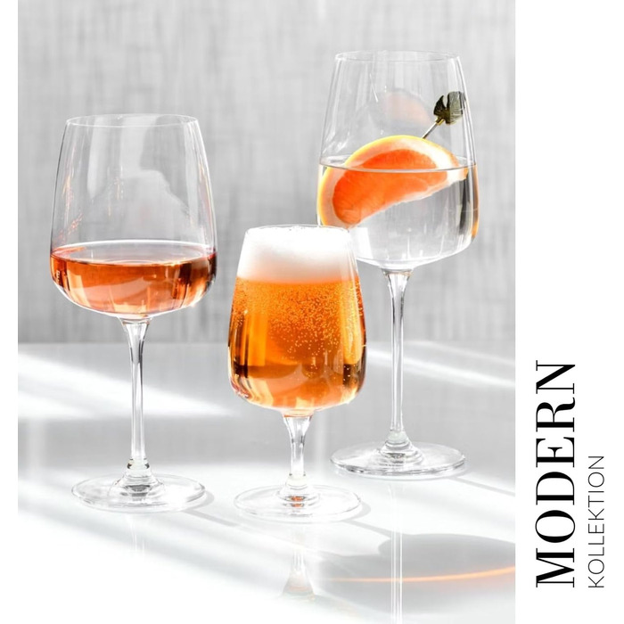 Набір келихів Krosno для білого, рожевого вина та Prosecco, 4 шт., об'єм 650/480 мл, сучасна колекція, ідеально для дому, ресторану та кухні, можна мити в посудомийній машині