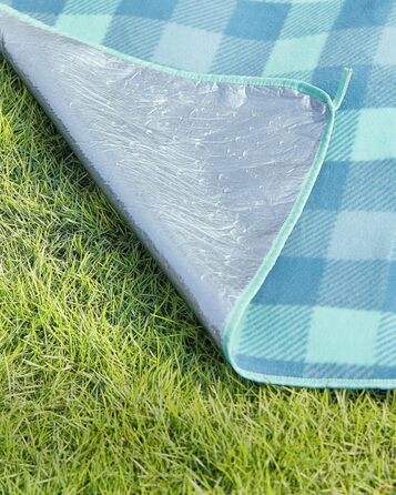 Плед для пікніка SONGMICS великий (200x300 см), водонепроникний, з 4 кілочками, для парку, саду, пляжу, складаний, блакитний GCM011Q02