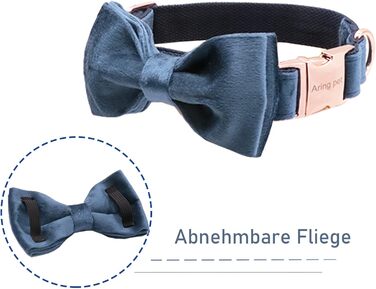 Елегантний ошийник для собак Aring з бантиком, м'який велюровий ошийник, регульований, темно-синій, подарунок для дівчаток та хлопчиків