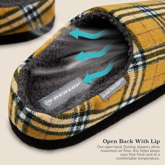 Чоловічі халапи DUNLOP з підкладкою, антиковзаючі тапочки для дому з Memory Foam (44 EU, сірий гірчичний)