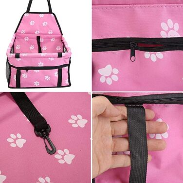 Автокрісло для собак, водонепроникне, дихаюче, для малих та середніх порід, безпечне, миється, переноска для тварин (рожевий колір, з візерунком кісток)