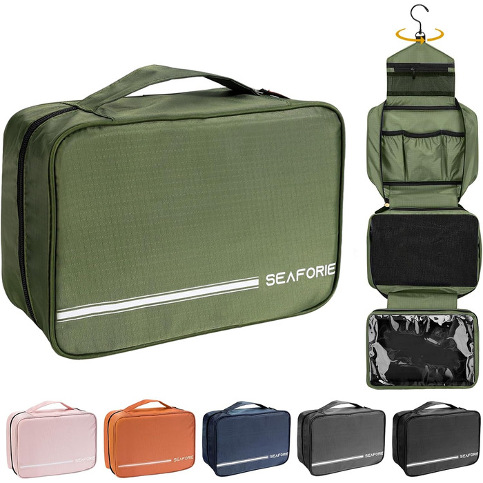 Сумка-органайзер для туалетних аксесуарів, велика дорожня сумка-мішечок для жінок та чоловіків, 4-в-1 водонепроникна, для подорожей/кемпінгу, армійний зелений