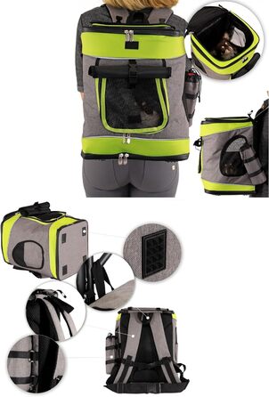 Сумка-рюкзак для транспортування котів Lionto, 34x30x42 см, сіра/зелена