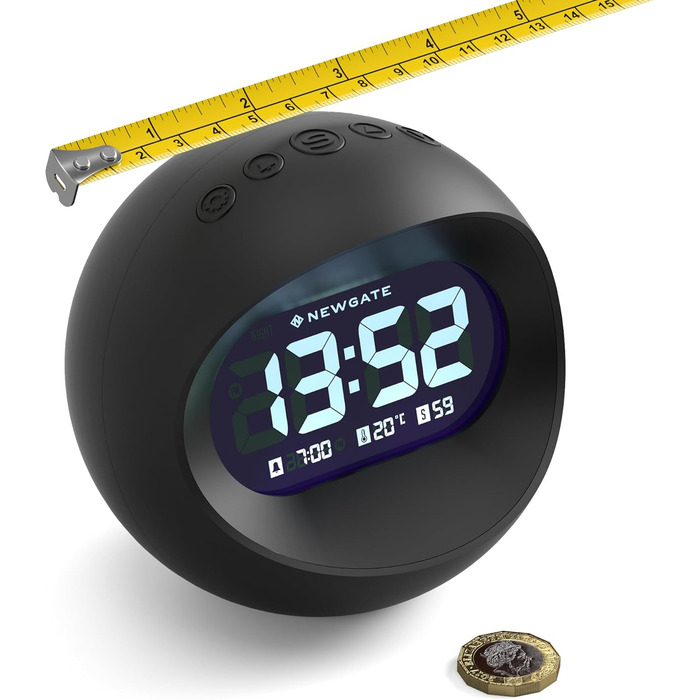 NEWGATE® Digital Centre of the Earth Clock (Black with black LCD display) Black With Black Lcd Display