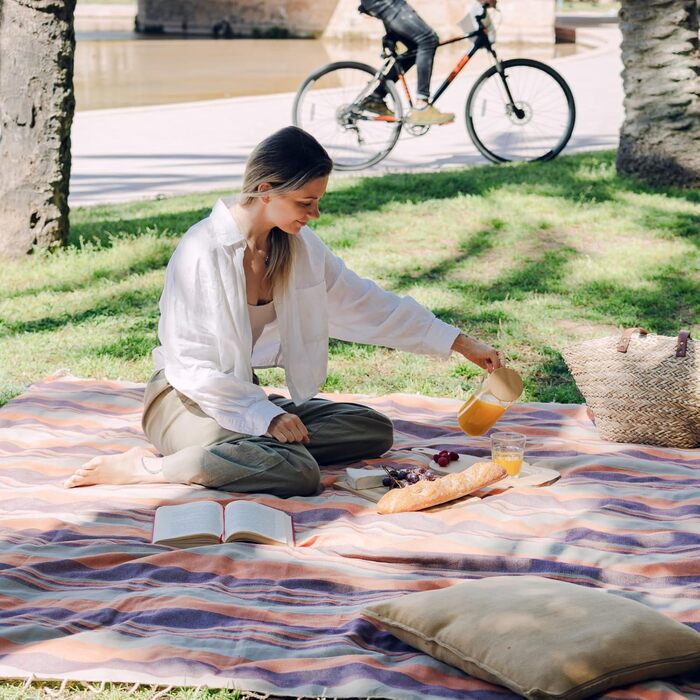 Плед для пікніка MOMOMUS XXL (210x240 см), лаксовий - пляжний, складаний, без піску, для кемпінгу