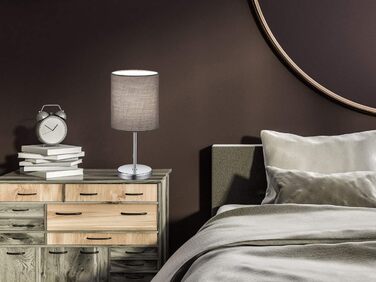 Торшер Reality Leuchten Jerry R50491011 - металевий, нікель матовий, з сірим абажуром, цоколь E14