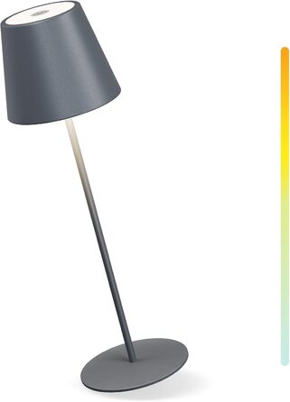 Бездротова LED-лампа MALUX з диммуванням та 8 кольорами, RGB, металева, акумуляторна, IP54, для дому та саду, сіра