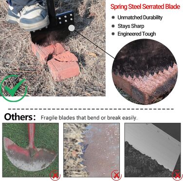 CKLT One-Piece Edge Trimmer 100cm with Spring Steel Blade Manual Lawn Edger Manganese Steel Rustproof Half-Moon Garden Tool with Rubber Grip for Landscape Maintenance