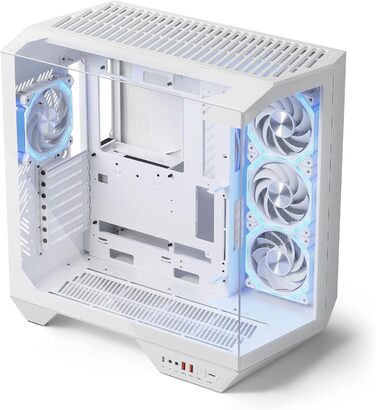 darkFlash DY470: Корпус для ігрового ПК Full-Tower ATX з 4 PWM-ARGB вентиляторами, сумісний з RTX 40, білий