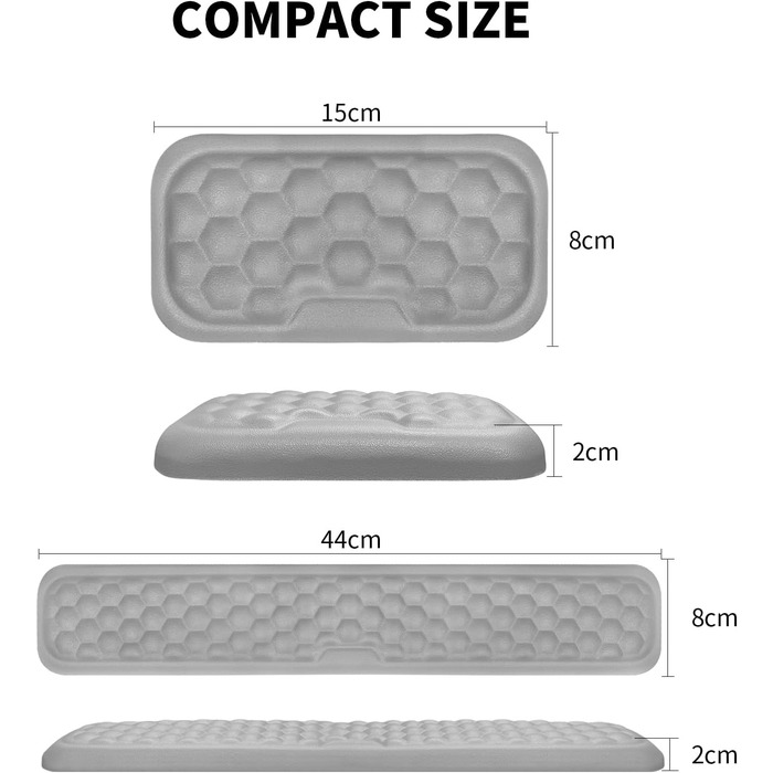Підставка для зап'ястя Giecy для клавіатури та миші, Memory Foam, ергономічна, з антиковзаючою основою, для офісу, ноутбука, геймінгу (білий/сірий)