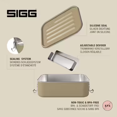 SIGG Gemstone Lunchbox, leak-proof lunchbox for office, school and outdoor use, food container made of high-quality 18/8 stainless steel for on the go