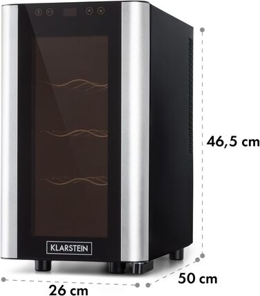 Витримайте вино з комфортом: Витримайте вино Klarstein Reserva Slim Uno – компактний винний холодильник на 8 пляшок, 23 літри, чорний