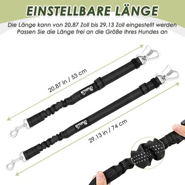 Автогурт для собак у машину, 2 шт. Безпечний ремінь для собак з амортизацією, регульований ремінь для собак з універсальним з'єднувачем, для подорожей на авто, (Чорний)