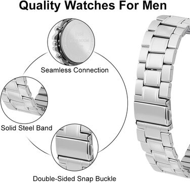 Годинник чоловічий OFFCUP: аналоговий кварцовий хронограф з водонепроникним браслетом з нержавіючої сталі. З датою, для повсякденного та ділового стилю. Ідеальний подарунок (чорний та білий)