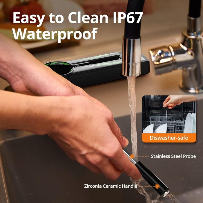 Бездротовий термометр для м'яса з Bluetooth 5.1, 100 м, додаток з рецептами, LED дисплей, для приготування їжі, духовки, BBQ, гриля