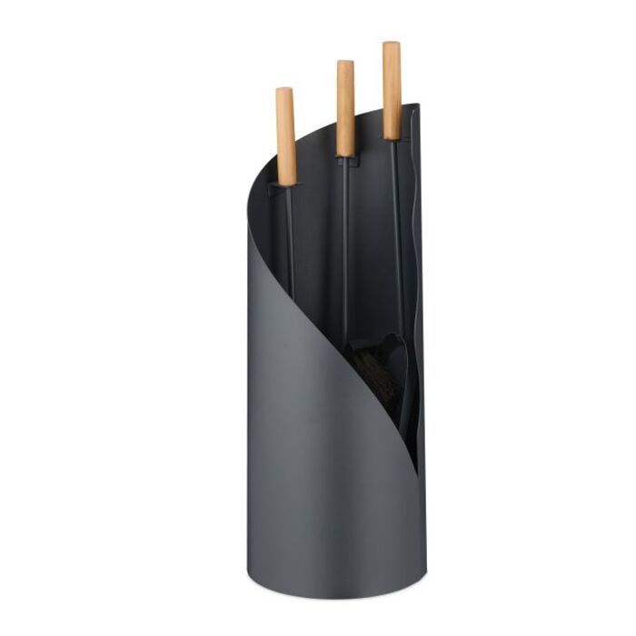 Relaxdays 4-Piece Fireplace Set with Stand
