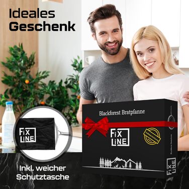 FIXLINE Black Forest Non-Stick Fry Pan - 28cm - RED Design - PTFE-Free - Compatible with All Cooktops (including Induction) - Oven Safe up to 250°C - Easy Cleaning - Ideal Gift