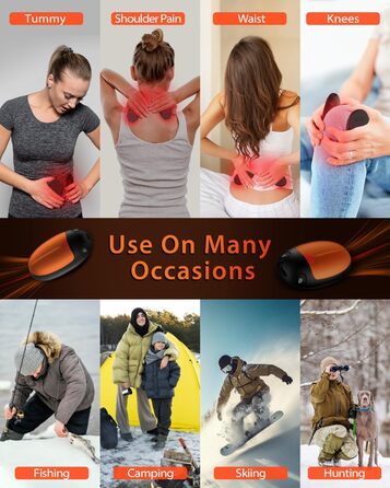 Електричні грілки для рук, набір 2 шт., USB, 20 годин тепла, 3 температурні режими, для спорту та хвороб Рейно, помаранчеві