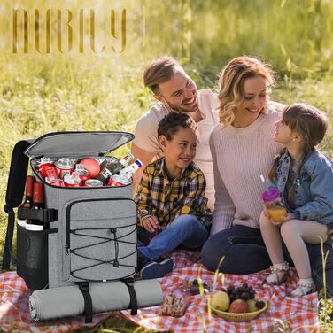 NUBILY 30L Insulated Cooler Backpack - Waterproof Cooler Bag Backpack, Large Insulated Cooler Bag, Thermo Lunch Bag for Camping, Outdoor Activities, Travel, BBQ, Hiking (Gray)