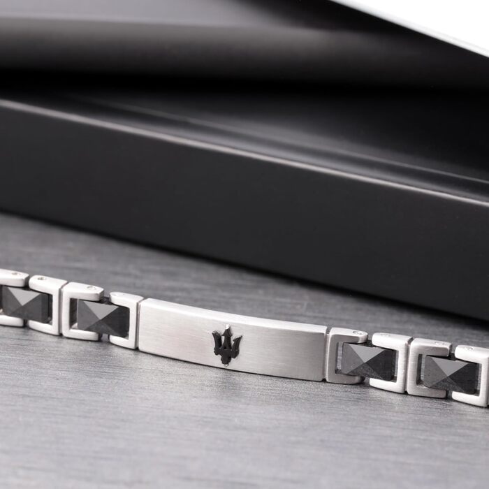 Браслет чоловічий Maserati Jewels JM420ATI06, сталь, кераміка, PVD покриття, 22 см, чорний